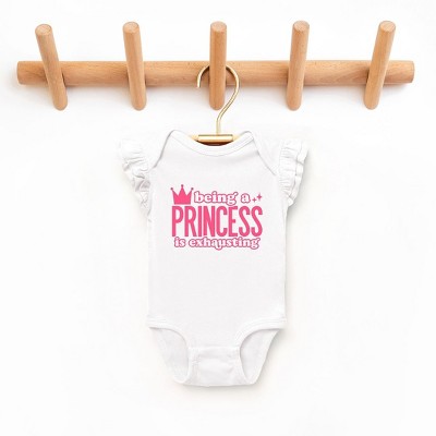The Juniper Shop Being A Princess Is Exhausting Baby Flutter Sleeve Bodysuit