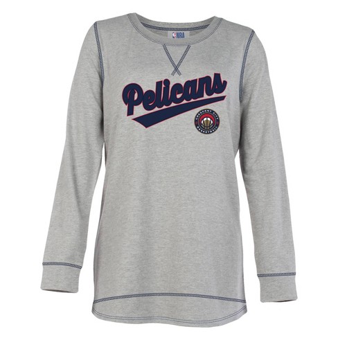 Nba New Orleans Pelicans Women's Gray Long Sleeve Team Slugger Crew Neck T- shirt : Target