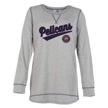 NBA New Orleans Pelicans Women's Gray Long Sleeve Team Slugger Crew Neck T-Shirt