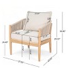 Acacia Wood Outdoor Club Chairs with Rope Backrest & Fade Resistant Cushion, Set of 2 Patio Lounge Armchair-3irtyhousy - 4 of 4
