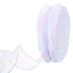 Unique Bargains Gift Wrapping Wide Sheer Wired Pastel Shimmer Iridescent Chiffon Ribbons 1 Pc - 1 of 4