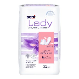Seni Lady Light Female Incontinent Pad Regular Length 8.9 Inch Length S-2P30-PS1, 30 Ct - 1 of 4