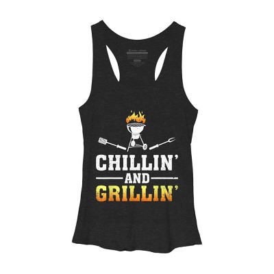 Women's Design By Humans Chillin' and Grillin' By natasashoppu Racerback Tank Top