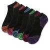 Memoi Women's 6 Pair Pack Colored Tips Half Cushioned Low-Cut Socks Black Multi One Size - 2 of 3
