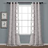 2pk 38"x95" Sheer Avon Trellis Curtain Panels Gray - Lush Décor