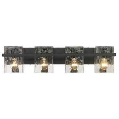 Bennington Matte Black 4-Light Vanity with Rippled Glass Shades