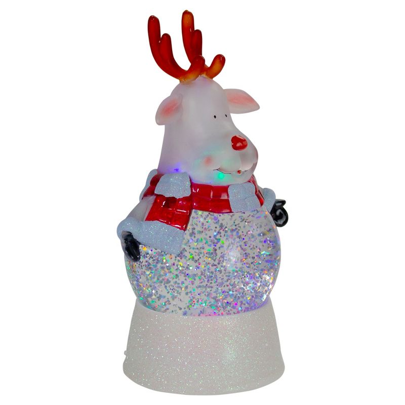 Northlight 8" LED Lighted Color Changing Reindeer Christmas Snow Globe, 3 of 6