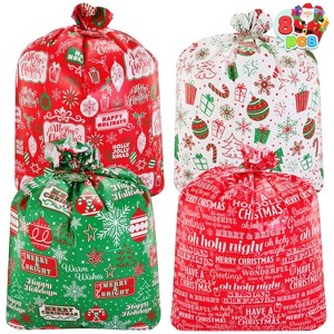 Joyfy 8Pcs Jumbo Christmas Giant Goody Gift Bags 44” X 36” with Gift Tags for Holiday Treats, Oversize Xmas Gifts - 1 of 4