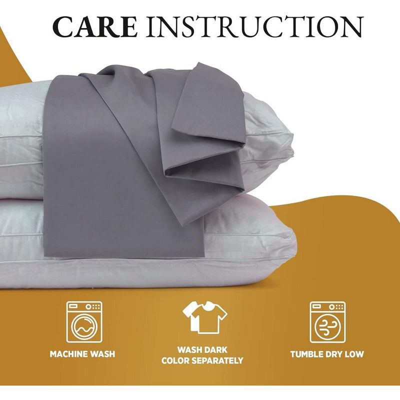 Linen Classique Premium Sateen Cotton 320TC Wrinkle Resistant Envelope Pillowcase – (2 Pack), 4 of 9