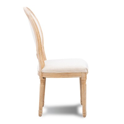 Set of 2 Light Brown Linen Upholstered Wood Side Chairs