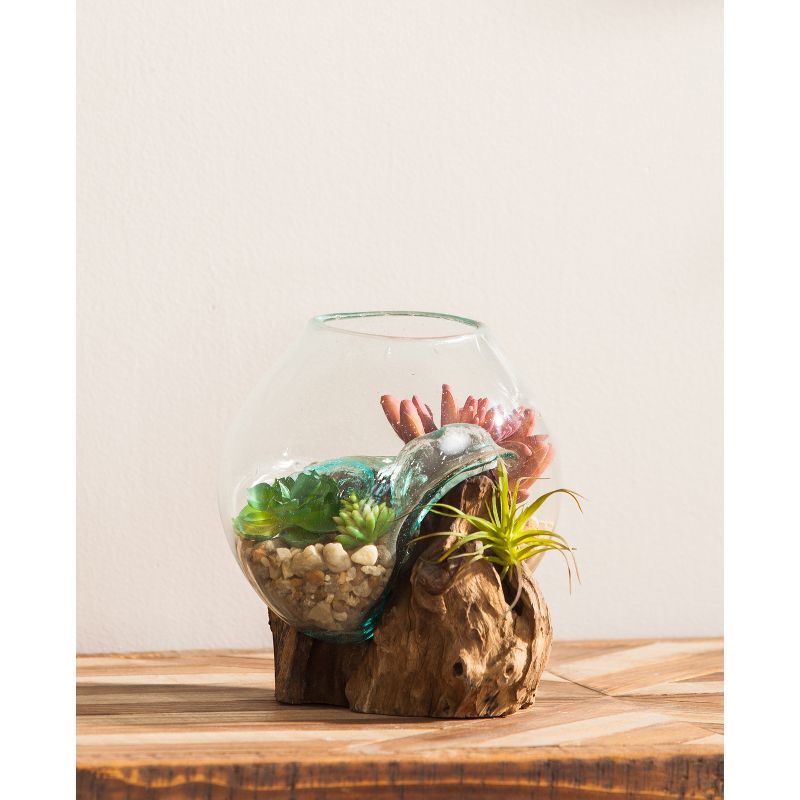 Evergreen Beautiful Springtime Small Glass Planter on Driftwood Outdoor Decor - 7 x 6 x 6 Inches Fade and Weather Resistant Decoration, 2 of 3