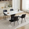 Set of 2 Mid Century Modern Dining Chair Comfortable Upholstered Faux Leather Dinner Chairs with Padded Seat, Black/Cream/Khaki - Modernluxe - 2 of 4