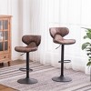 Adjustable Height Swivel Barstool Set of 2, Upholstered Bar Stools, Kitchen Chair with Chrome Base, Brown - image 2 of 4