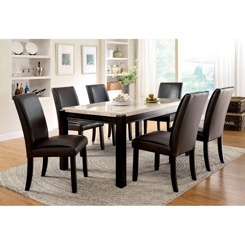 7pc Lanbert Marble Table Top Dining Table Set Dark Walnut - HOMES: Inside + Out, 3 of 6