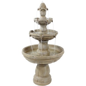 Sunnydaze 48"H Electric Fiberglass 3-Tier Outdoor Water Fountain - 1 of 4