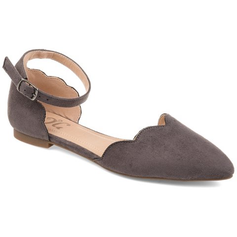 Обувь Journee Collection Women's Lana Buckle Pointed Toe Ballet Flats Grey 10