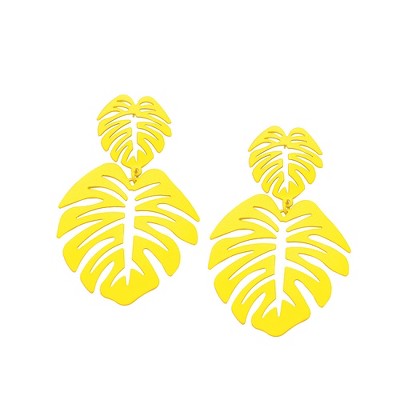 SOHI Women's Yellow Leaf Drop Earrings