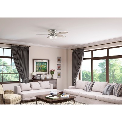 Brushed Nickel 52" Low Profile Ceiling Fan with LED Lights