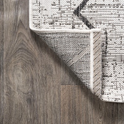 Ivory/Black Synthetic Diamond Trellis Handmade Area Rug