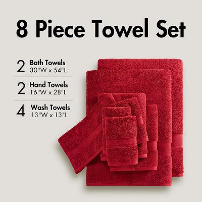 100% Cotton Solid Color Heavyweight Bath Towel Set, Anti-Microbial Certified Highly Absorbent Plushy Bath Towel