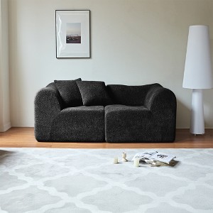 GDFStudio Lenne 76.38'' Modern 2-Seater Velvet Upholstered Sofa with Pillows - 1 of 4