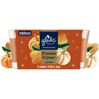 Glade Glass Pumpkin & Ginger Jar Candles - 4.08oz/2ct