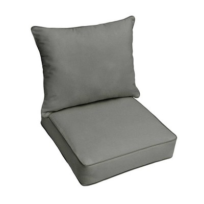 Sunbrella Canvas Outdoor Corded Pillow and Cushion Set Charcoal Gray