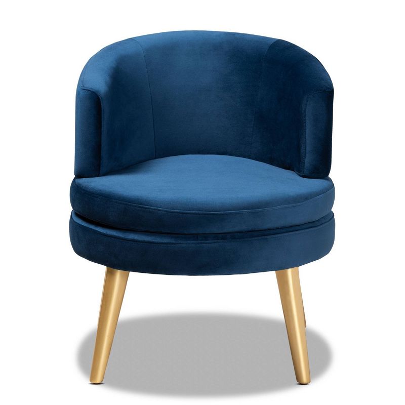 Baptiste Glam and Luxe Velvet Fabric Upholstered Wood Accent Chair - Baxton Studio, 3 of 9