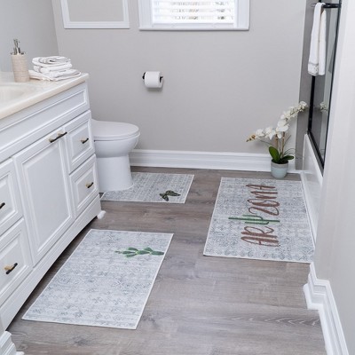 Bathroom Rugs 3 Piece Set - Non-Slip Ultra Thin Bath Rugs for Bathroom Floor - US States
