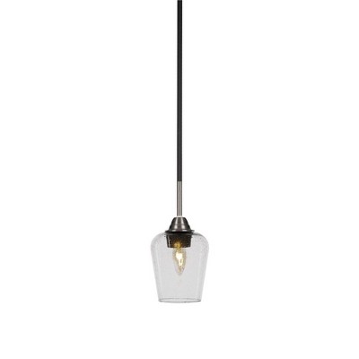 Toltec Lighting Paramount 1 - Light Pendant in  Matte Black/Brushed Nickel with 5" Clear Bubble Shade