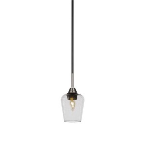 Toltec Lighting Paramount 1 - Light Pendant in  Matte Black/Brushed Nickel with 5" Clear Bubble Shade - 1 of 1