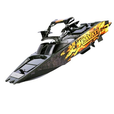 Hyper 1:18 Scale RC Pavati Wakeboard Boat - Black with Flame Graphics