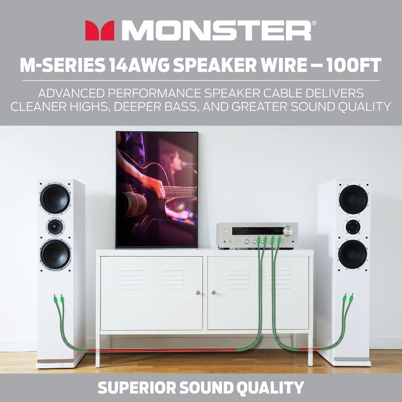 Monster M-Series Speaker Wire: Advanced Performance Speaker Cable Spool with Oxygen-Free Copper Speaker Wire Construction, 2 of 10