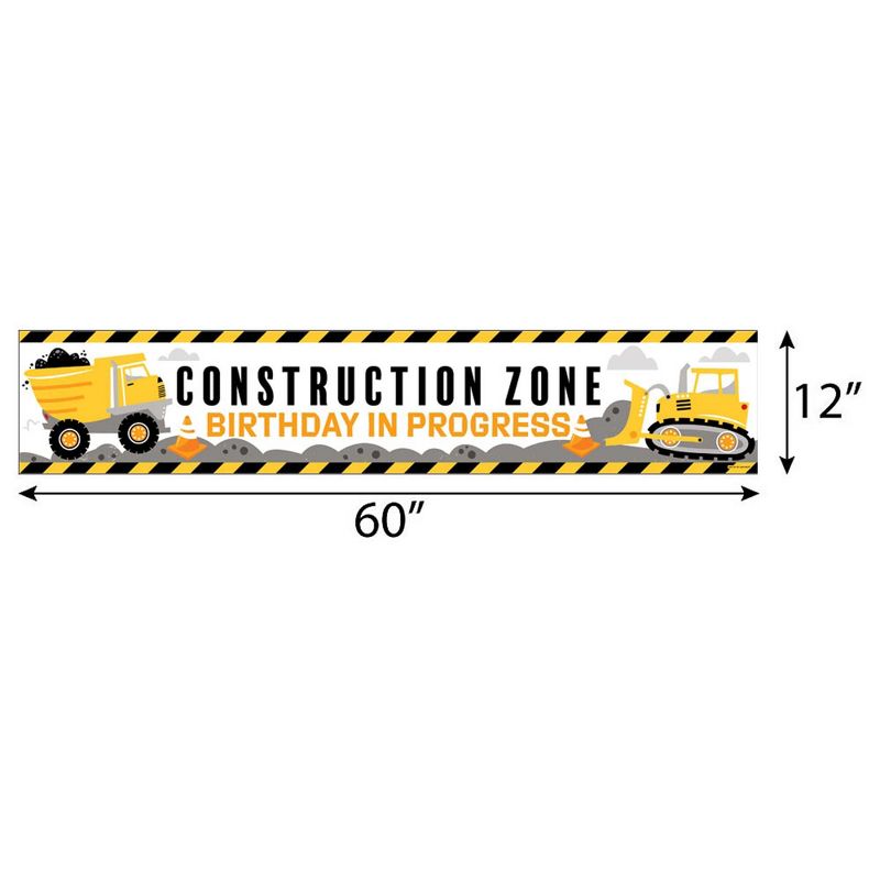 Big Dot of Happiness Dig It - Construction Party Zone - Happy Birthday Decorations Party Banner, 2 of 8