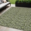 Olive Green Artichoke Green And Ivory Floral Washable Indoor Outdoor Area Rug - 2 of 4