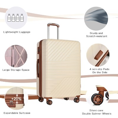 3 Pieces Luggage Sets Travel Suitcase with Double Spinner 8 Wheels TSA Lock Silent-Running Lightweight Hardshell Suitcase 20'' 24'' 28''