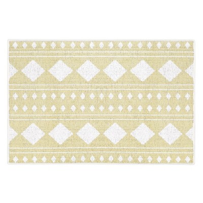 Sussexhome Lattice Collection Cotton Heavy Duty Low Pile Area Rug , 2' x  3', Banana Cream Yellow