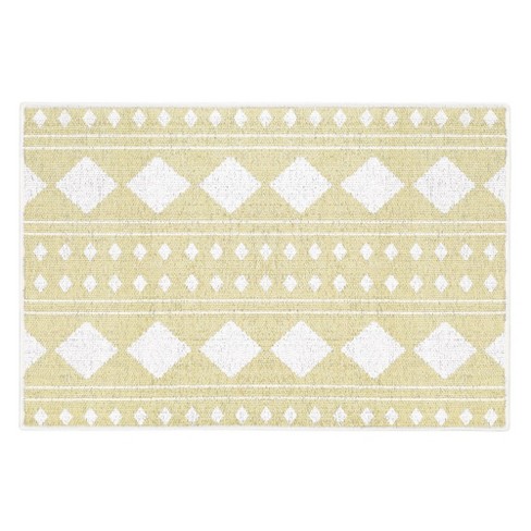 Sussexhome Diamond Collection Cotton Heavy Duty Low Pile Area Rug , 2' x  3', Banana Cream Yellow