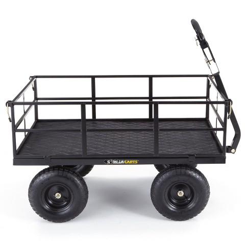 Gorilla Carts Steel Utility Cart, 9 Cubic Feet Garden Wagon Moving Cart  With Wheels, 1200 Pound Capacity, Removable Sides & Convertible Handle,  Black : Target