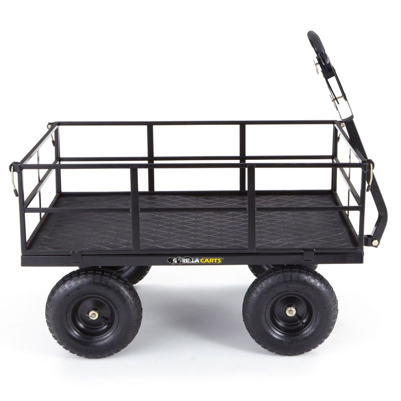 Gorilla Carts Steel Utility Cart, 9 Cubic Feet Garden Wagon Moving Cart with Wheels, 1200 Pound Capacity, Removable Sides & Convertible Handle, Black, 1 of 7