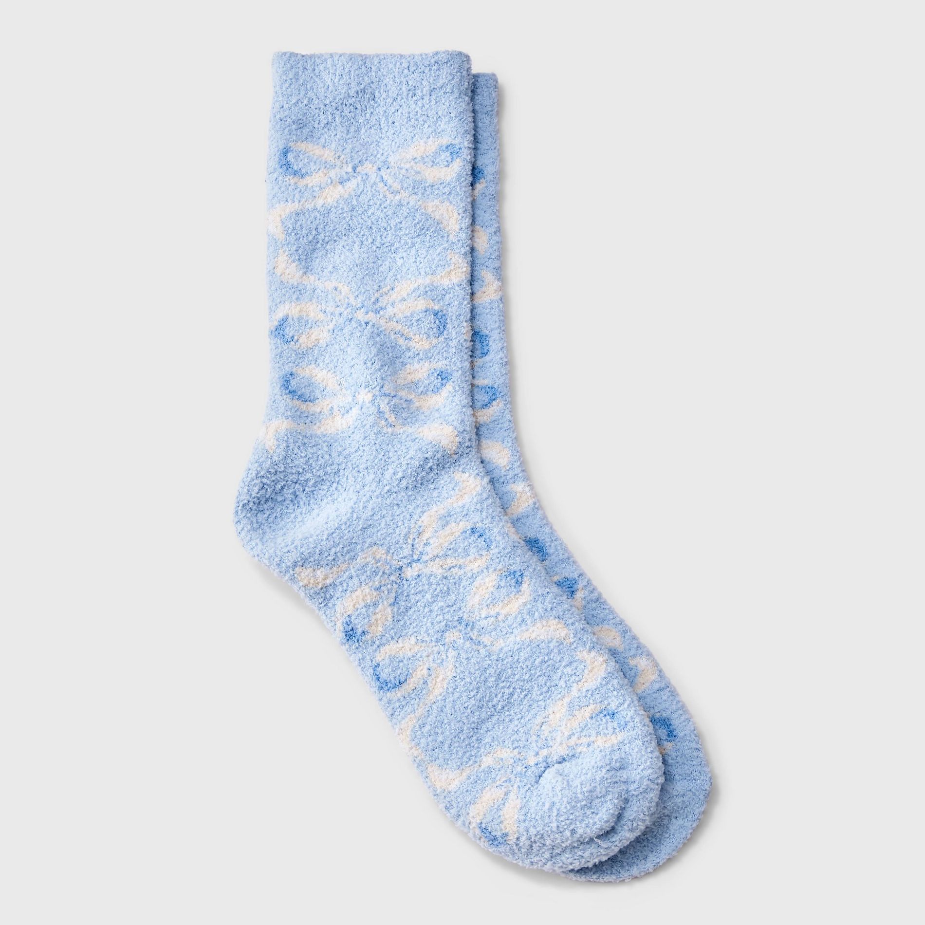 Girls' Bows Cozy Pajama Crew Socks - art class™ Light Blue