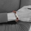Black Bow Jewelry Men's Dark Brown Leather Wrap and Stainless Steel Bracelet, 25 Inch - 3 of 4