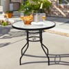 Tangkula Patio Round Table Patio Furniture Steel Frame Dining Table w/ Glass Top - 3 of 4