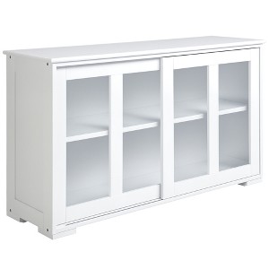 Sideboard Buffet Cabinet, Stackable Credenza Bar Cabinet with Sliding Glass Door and Adjustable Shelf - 1 of 4