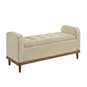 NicBex Modern 50" Storage Bench Wood Accent Stools with Button Tufted for Bedroom and Entryway - 1 of 4