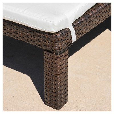 Jamaica Brown Wicker Patio Chaise Lounge with White Cushion
