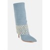 Mike Drop Diamante & Rhinestones Denim Boots Women - 2 of 4