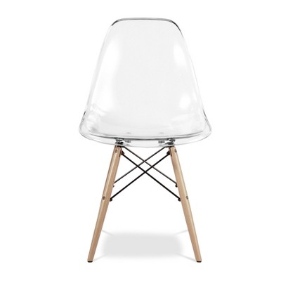 HomeRoots Clear And Natural Heavy Duty Plastic And Wood Dining Side Chair