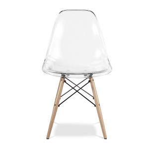 HomeRoots Clear And Natural Heavy Duty Plastic And Wood Dining Side Chair - 1 of 4