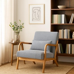 Homy Casa Modern Wood Frame Accent Chair with Pillow – Cozy Mid-Century Lounge Seating - 1 of 4